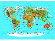 Fototapeta Mapa Světa FTNS-2441, rozměry 360 x 270 cm Fototapety pro děti - Fototapety dětské vliesové