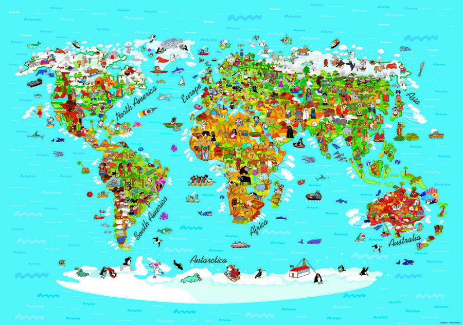 Fototapeta Mapa Světa FTNS-2441, rozměry 360 x 270 cm