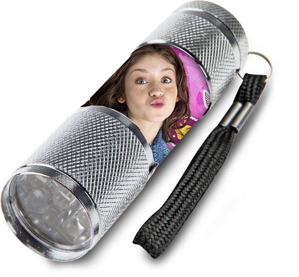 Dětská hliníková LED baterka Soy Luna stříbrná - baterky a lampičky