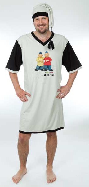 Noční košile s čepičkou pánská Pat a Mat, velikost 3XL - Noční košile Pat a Mat