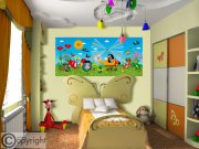 Fototapeta vliesová Krtek a vrtulník FTDNH-5373, 202x90 cm Fototapety pro děti - Fototapety dětské vliesové