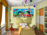 Fototapeta vliesová Krtek a auto FTDNH-5374, 202x90 cm Fototapety pro děti - Fototapety dětské vliesové
