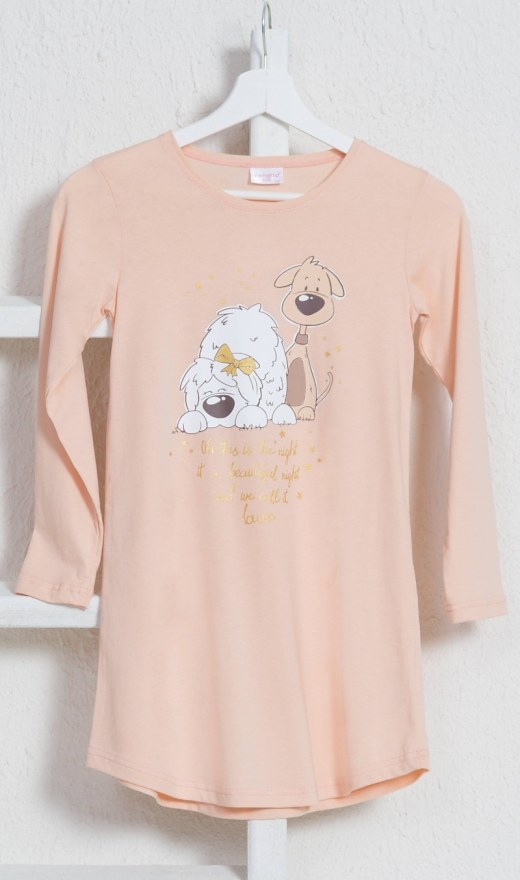 Dětská noční košile s dlouhým rukávem Little dogs - Dívčí noční košile s dlouhým rukávem