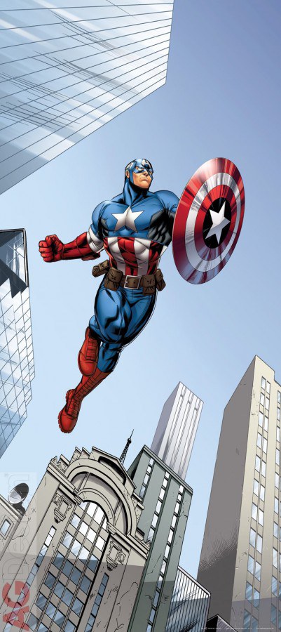 Fototapeta vliesová Captain America FTDNV-5454, 90 x 202 cm - Fototapety dětské vliesové