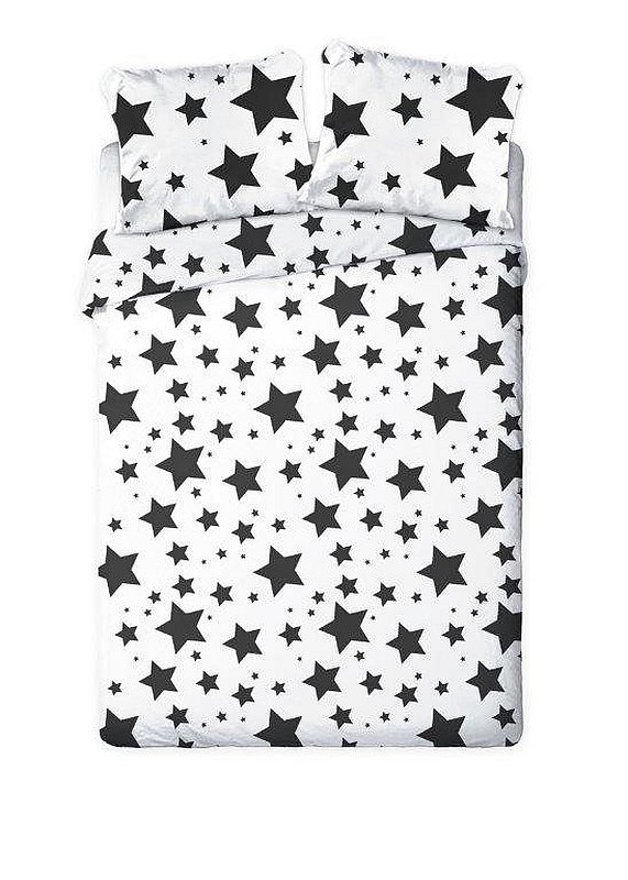FARO Francouzské povlečení Hvězdy černobílé Bavlna, 220/200, 2x70/80 cm - Povlečení klasické vzory