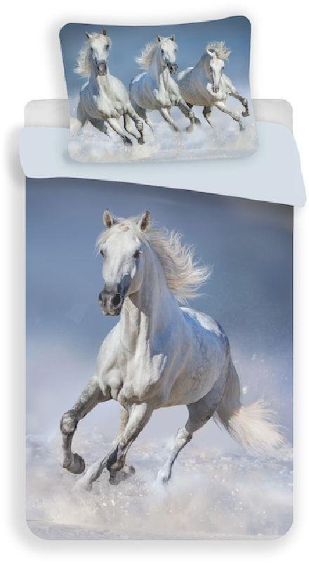 JERRY FABRICS Povlečení Horses white Bavlna, 140/200, 70/90 cm - Povlečení fototisk