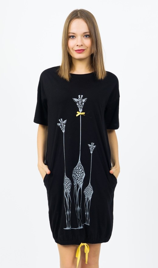 Dámské domácí šaty s krátkým rukávem Žirafy - Dámské noční košile s krátkým rukávem