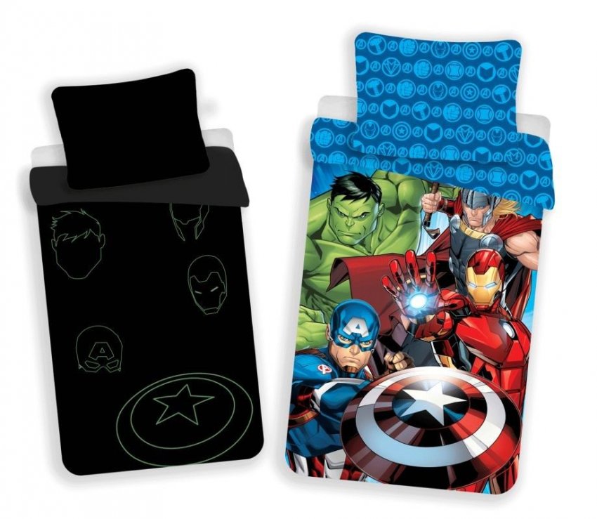 JERRY FABRICS Povlečení Avengers 02 svítící Bavlna, 140/200, 70/90 cm | Dětský textil a doplňky