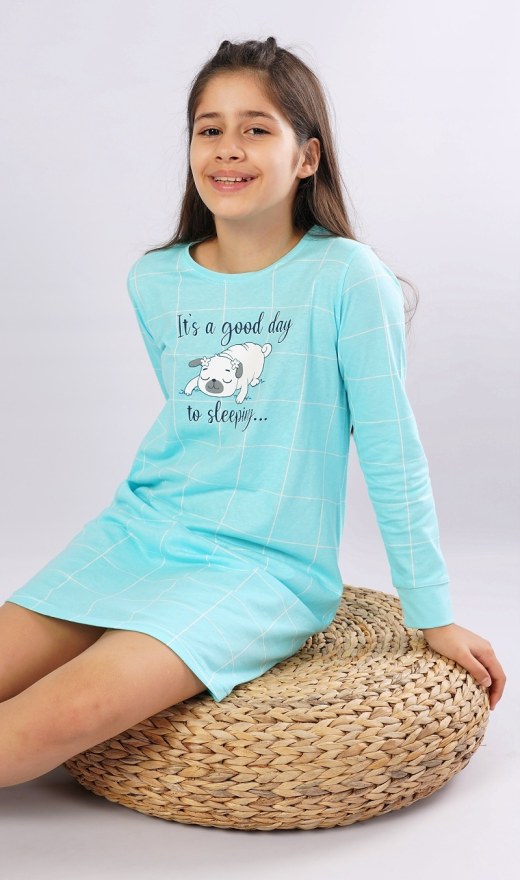 Dětská noční košile s dlouhým rukávem Sleeping day - Dívčí noční košile s dlouhým rukávem