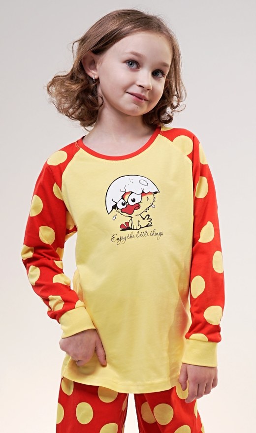 Dětské pyžamo dlouhé Kuře - Dívčí pyžama s dlouhým rukávem