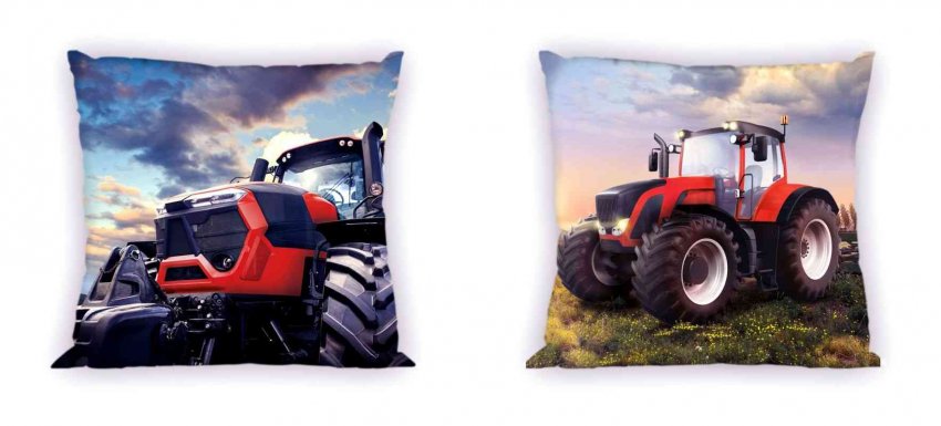 FARO Povlak na polštářek Traktor červený Bavlna, 40/40 cm - povláčky na polštářky