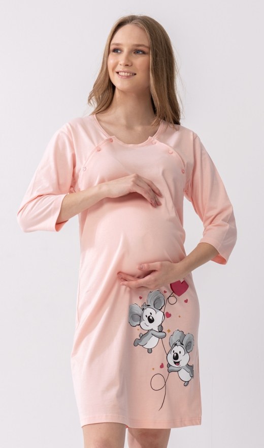 Dámská noční košile mateřská Koaly - Kojící noční košile s krátkým rukávem