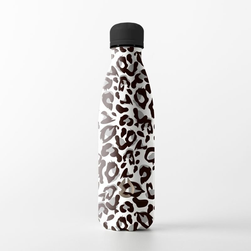 Water Revolution Nerezová Termo láhev na pití Fashion Leopard bílá Potravinářská nerezová ocel 18/8, 500 ml - lahve na pití