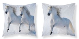 DETEXPOL Povlak na polštářek Koně white micro Polyester, 40/40 cm Polštářky - povláčky na polštářky