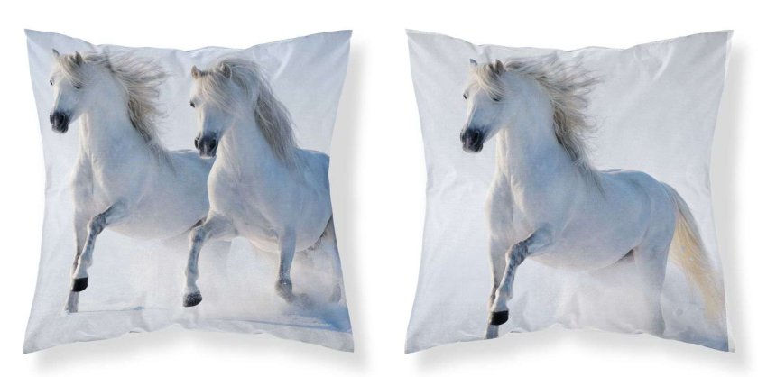 DETEXPOL Povlak na polštářek Koně white micro Polyester, 40/40 cm - povláčky na polštářky