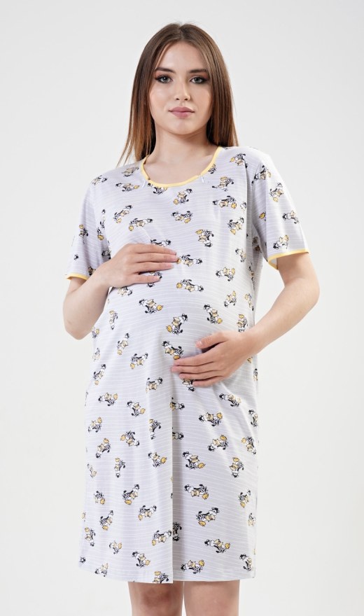 Dámská noční košile mateřská Matylda - Kojící noční košile s krátkým rukávem