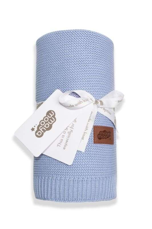 DETEXPOL Pletená deka do kočárku bavlna bambus modrá Bavlna, Bambus, 80/100 cm - pletené deky