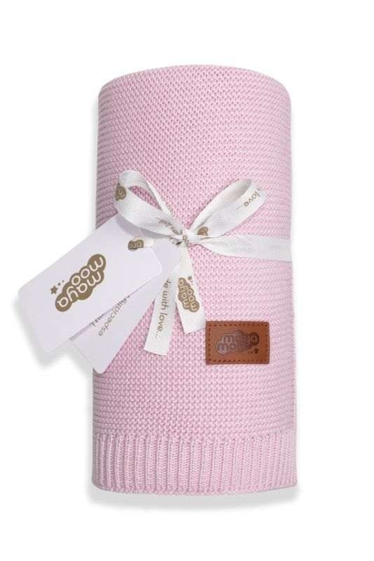 DETEXPOL Pletená deka do kočárku bavlna bambus růžová Bavlna, Bambus, 80/100 cm - pletené deky