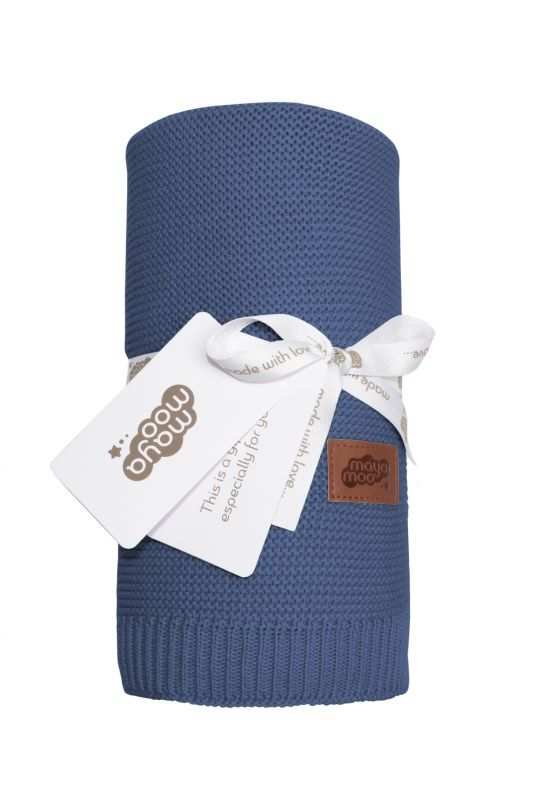 DETEXPOL Pletená deka do kočárku bavlna bambus denim Bavlna, Bambus, 80/100 cm - pletené deky