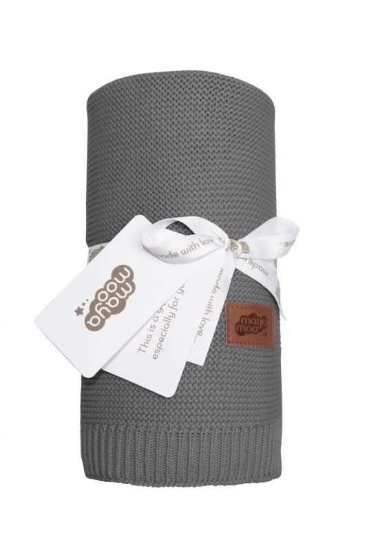 DETEXPOL Pletená deka do kočárku bavlna bambus tmavě šedá Bavlna, Bambus, 80/100 cm - pletené deky