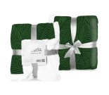 FARO Fleece deka s beránkem listy zelená Polyester, 150/200 cm Deky, spací pytle - fleece deky