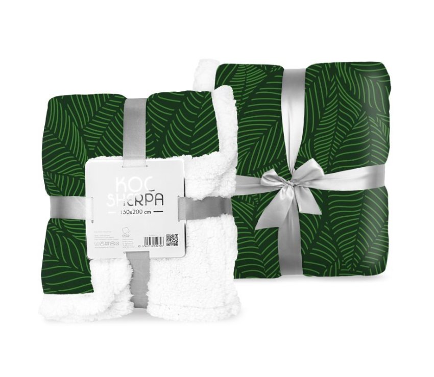 FARO Fleece deka s beránkem listy zelená Polyester, 150/200 cm - fleece deky