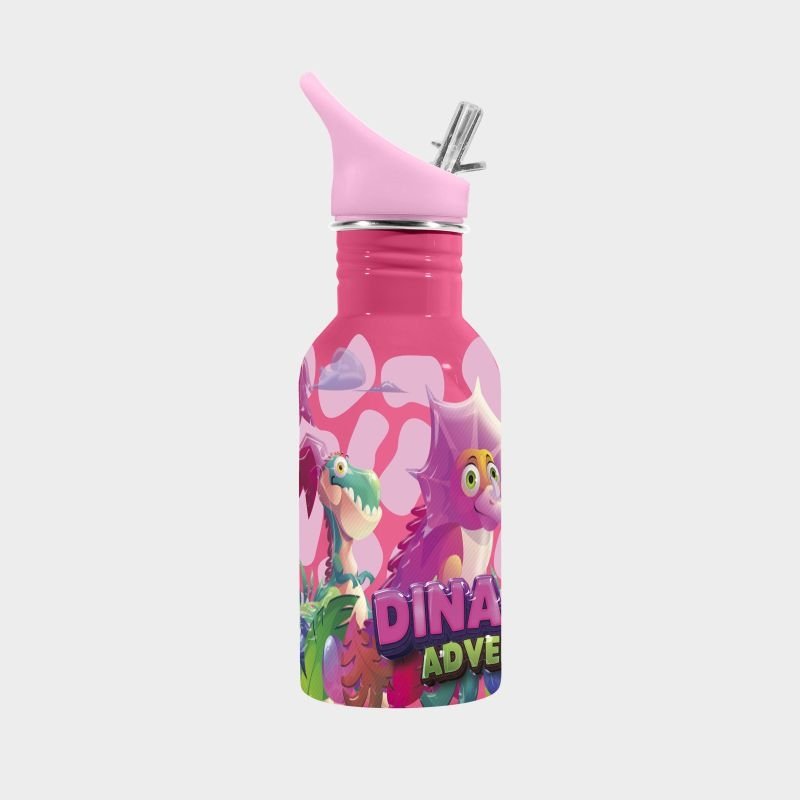 Water Revolution Dětská nerezová láhev na pití Dinaland pink Potravinářská nerezová ocel 18/8, 500 ml - lahve na pití