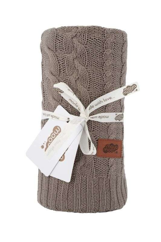 DETEXPOL Pletená bavlněná deka do kočárku taupe Bavlna, 80/100 cm - pletené deky