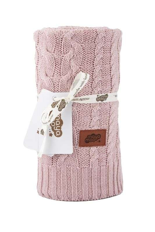 DETEXPOL Pletená bavlněná deka do kočárku růžová Bavlna, 80/100 cm - pletené deky