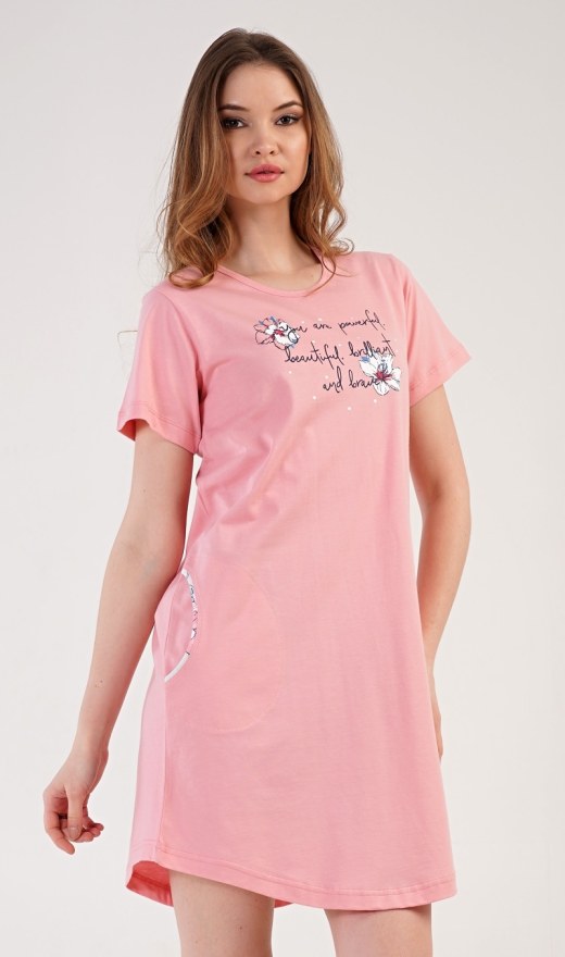 Dámské domácí šaty s krátkým rukávem Betty - Dámské noční košile s krátkým rukávem