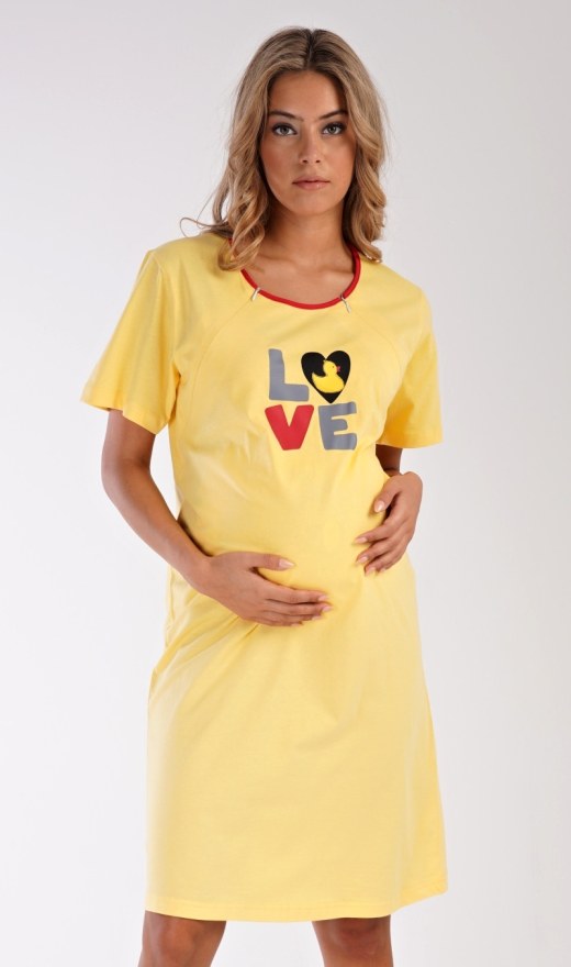 Dámská noční košile mateřská Kačenka - Kojící noční košile s krátkým rukávem