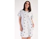 Dámské domácí šaty s krátkým rukávem Srdíčko Ženy - Dámské noční košile - Nadměrné dámské noční košile