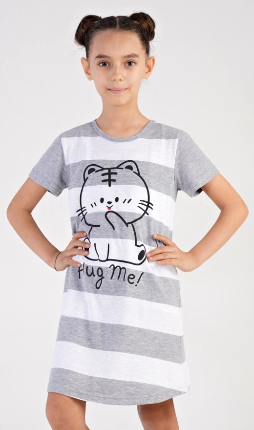 Dětská noční košile s krátkým rukávem Kotě - Dívčí noční košile s krátkým rukávem