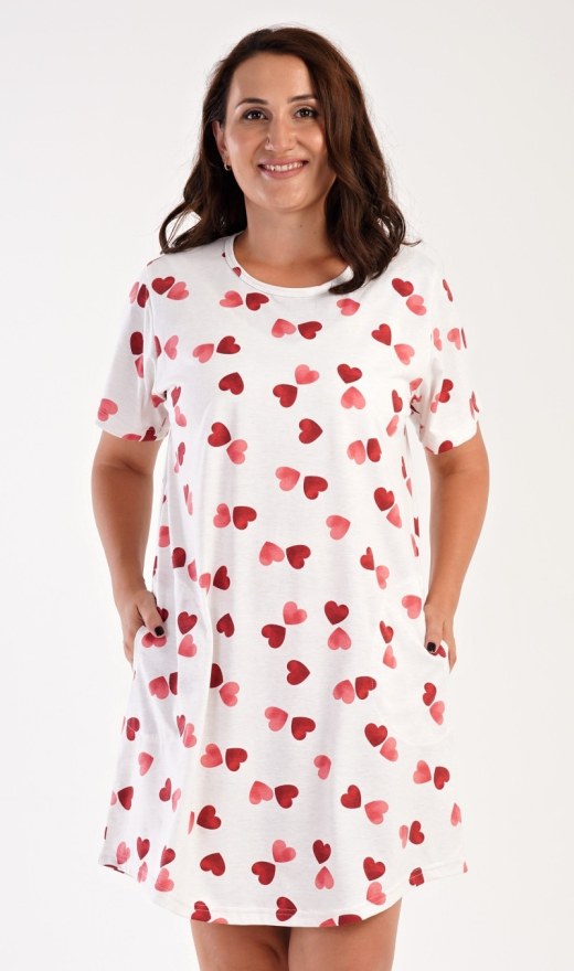 Dámské domácí šaty s krátkým rukávem Valentýna - Nadměrné dámské noční košile