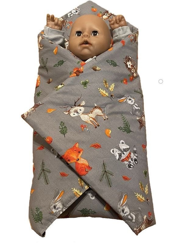 SDS Rychlozavinovačka pro panenky Zvířátka z lesa Bavlna, výplň: Polyester, 1x 60x60 cm - peřinky pro panenky