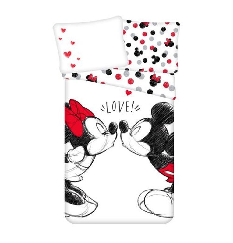 JERRY FABRICS Povlečení Mickey a Minnie Love 04 Bavlna, 140/200, 70/90 cm - Povlečení licenční