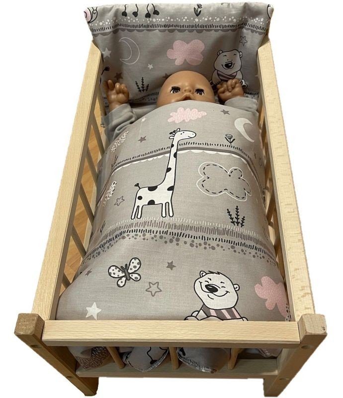 SDS Peřinky do postýlky pro panenky Zvířátka růžová Bavlna, výplň: Polyester, 1x 38x44 cm / 28x20 cm | Dětský textil a doplňky