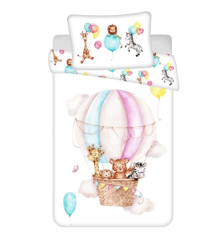 JERRY FABRICS Povlečení do postýlky Zvířátka Flying balloon baby Bavlna, 100/135, 40/60 cm | Dětský textil a doplňky