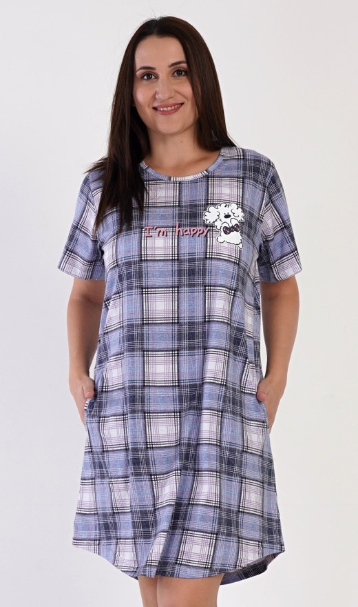 Dámské domácí šaty s krátkým rukávem Happy - Nadměrné dámské noční košile