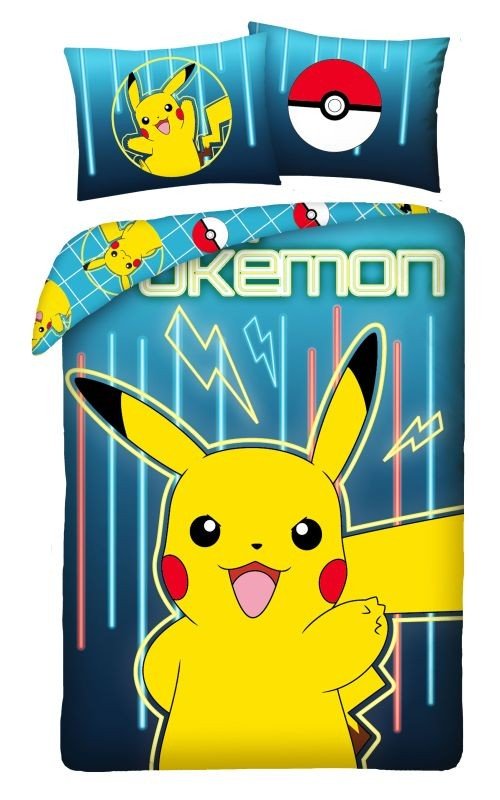 HALANTEX Povlečení Pokémon Pikachu blesky Bavlna, 140/200, 70/90 cm - Povlečení licenční