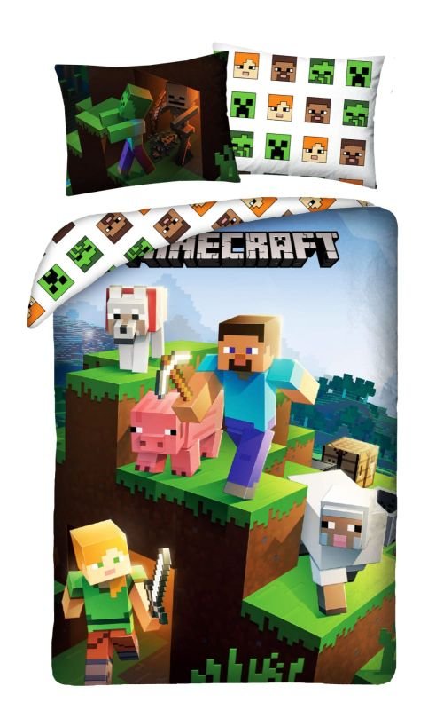 HALANTEX Povlečení Minecraft Farma animals Bavlna, 140/200, 70/90 cm - Povlečení licenční
