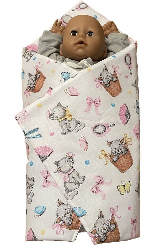 SDS Rychlozavinovačka pro panenky Veselé kočičky Bavlna, výplň: Polyester, 1x 60x60 cm | Dětský textil a doplňky