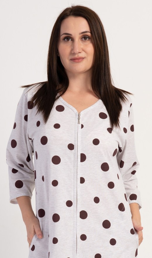 Dámské domácí šaty s tříčtvrtečním rukávem Puntík - Nadměrné dámské noční košile