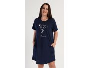 Dámské domácí šaty s krátkým rukávem Plameňák Ženy - Dámské noční košile - Nadměrné dámské noční košile