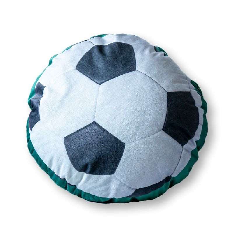 DETEXPOL Tvarovaný mikroplyšový polštářek Fotbal Polyester, průměr 33 cm - polštářky s výplní