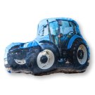 DETEXPOL Tvarovaný mikroplyšový polštářek Traktor modrý Polyester, 34x24 cm
