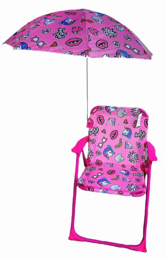 Dětská campingová židlička Jednorožec růžový - Lehátka