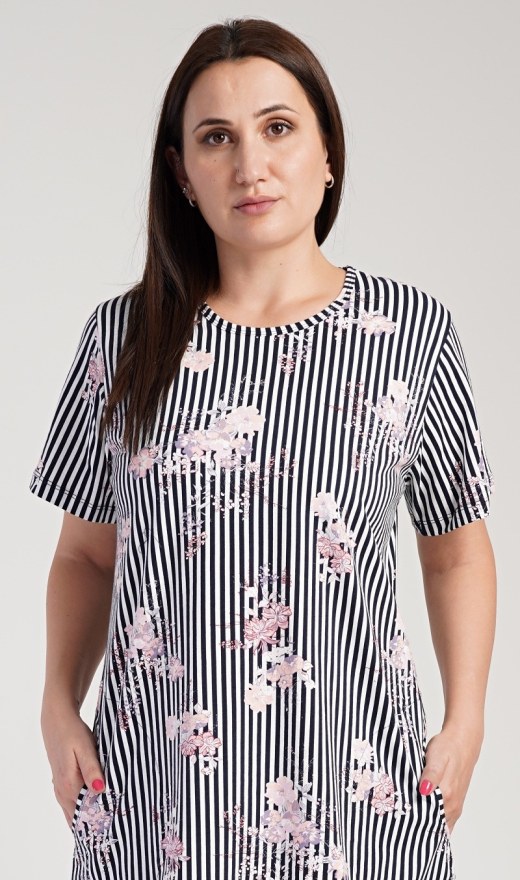 Dámské domácí šaty s krátkým rukávem Kateřina - Nadměrné dámské noční košile