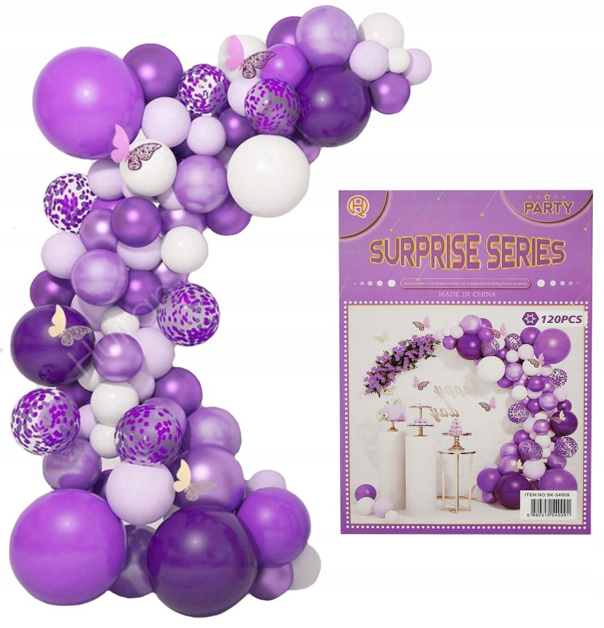 Velká sada balónků na girlandu fialovo-černo-bílá 120 ks - Sady balónků a girlandy