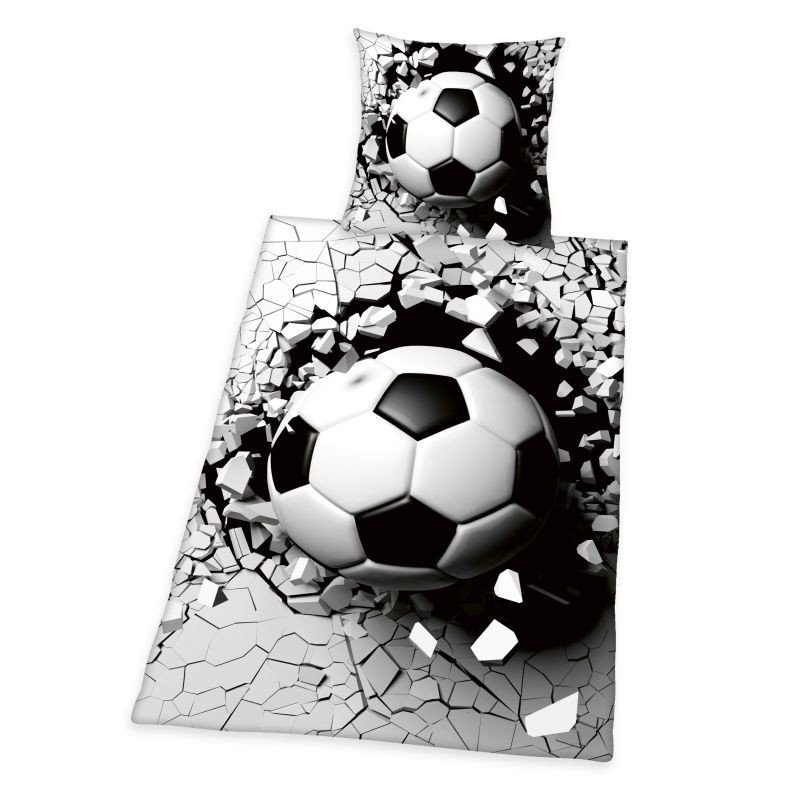 HERDING Povlečení 3D Efekt Fotbalový míč Bavlna, 140/200, 70/90 cm - Povlečení sportovní kluby